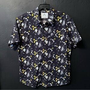MBX Premium Goods Button Down Top Shirt Size:L Color: black/ yellow/white/gray